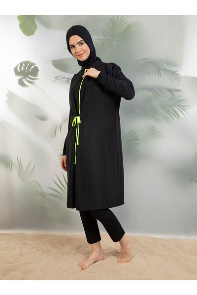 Mayo Bella Πολύχρωμο Lace Up Full Covered Μαγιό - Μαύρο - Μαγιό Bella