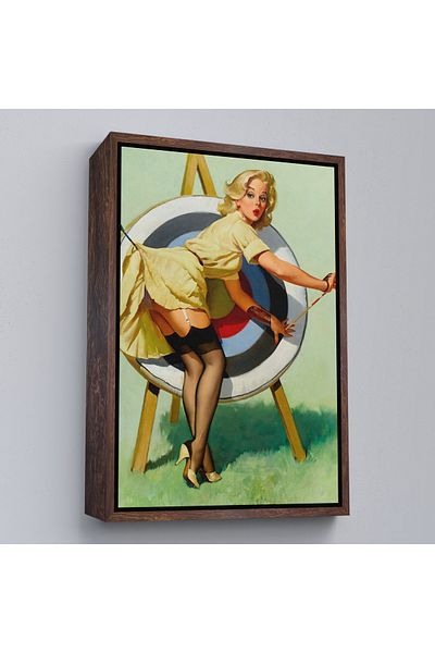 Harita Sepeti Sexi Archer Woman Decorative Wall Painting with White Frame