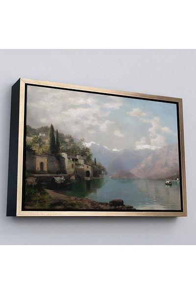 Harita Sepeti Tabloul Robert Schultze' Komo Lake cu cadru auriu - Bellagio de pe lacul Como