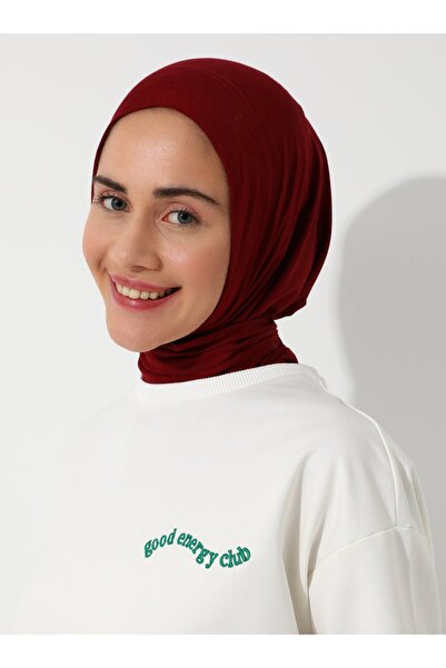 TUVA Βαμβακερό σάλι μπορντό καμβά - με πρακτικό φουλάρι