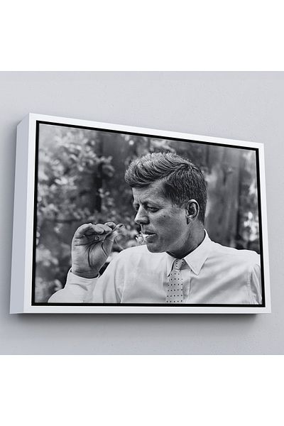 Harita Sepeti Pictură de John F. Kennedy care fumă marihuana cu cadru alb