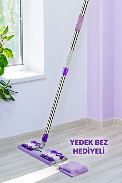 GÜL TEMİZLİK Gül Mop (Yedek Bez Hediyeli) Mandallı Yüzey Temizlik Seti Mikrof...