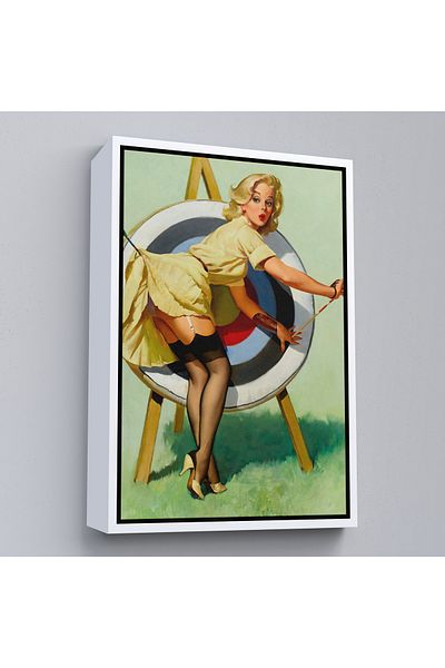 Harita Sepeti Sexi Archer Woman Decorative Wall Painting with White Frame