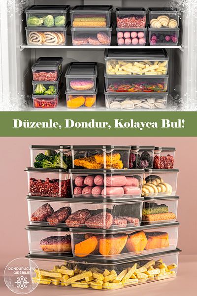 Vienev 15 Pieces Gray Microwavable Refrigerator Organizer - Freeze Storage Container