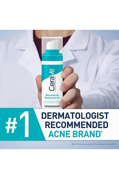 CeraVe سيروم الريتينول لعلاج علامات ما بعد حب الشباب، سيروم مُشرق للوجه مع الريتينول والنياسيناميد، 1 أونصة