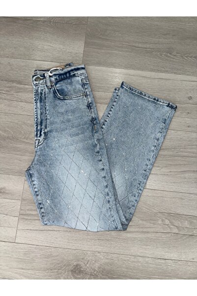 Rose taş baskılı pantolon