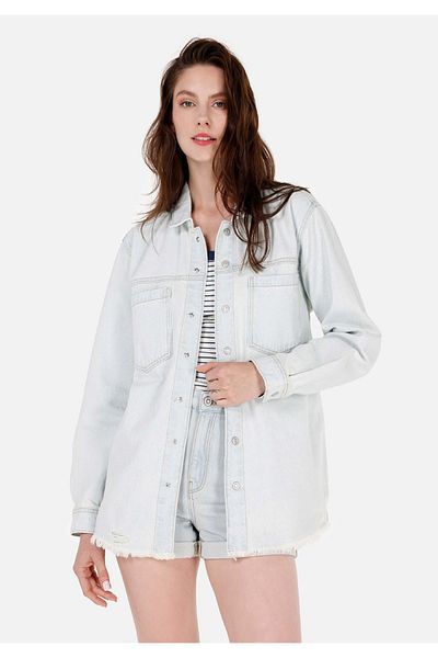 Colin's Regular Fit Classic Fitted Plain Women's Blue Long Sleeve Shirt
