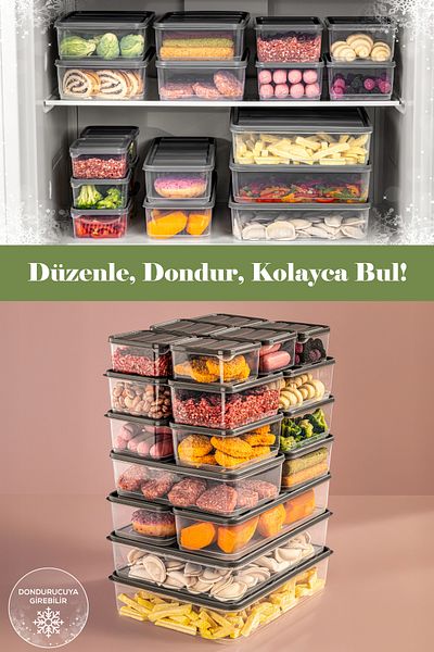 Vienev 20-Piece Gray Microwavable Refrigerator Organizer - Freeze Storage Container