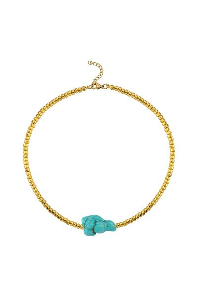 CHARMLUCKY Turquoise-Hematite Stone Necklace