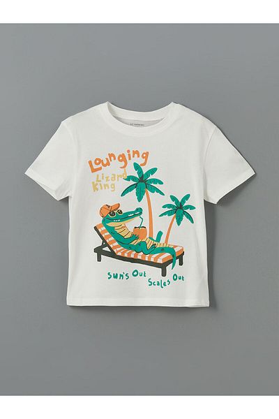 LC Waikiki Ανδρικό μπλουζάκι με στάμπα με λαιμόκοψη σε πακέτο 2