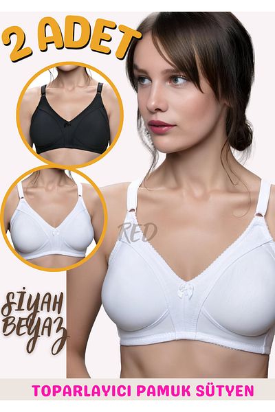 red iç giyim Sutien cu minimizator din bumbac pieptănat, pachet de 2