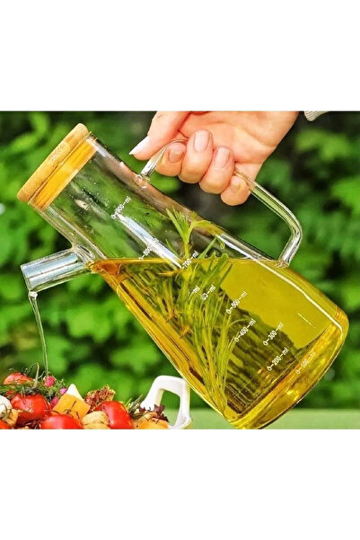 safestore 2 Pieces 900 ml Borosilicate Glass Oil Pot Vinegar Bowl with Knot Knot