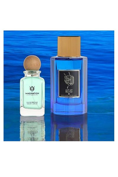 IBRAHEEM AL.QURASHI Blue Oud perfume package with Impression perfume