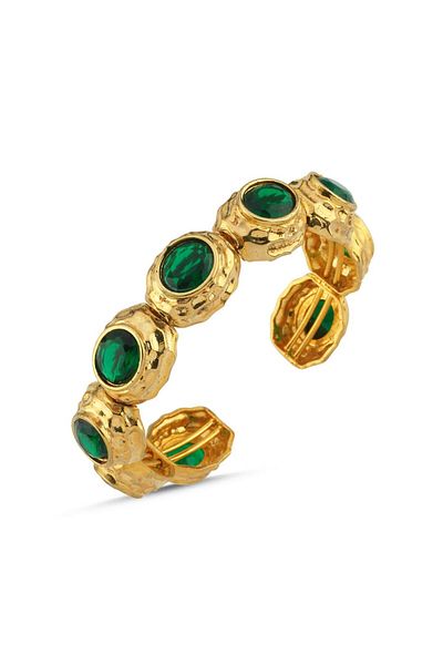 CHARMLUCKY Stone Oval Forged Antique Bracelet