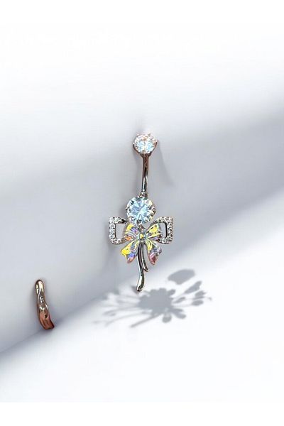 Takayrum Steel Hologram Bow Patterned Navel Piercing