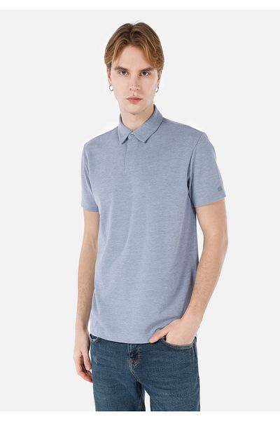 Colin's Regular Cut Polo Neck Blue Men's Short Sleeve T-Shirt