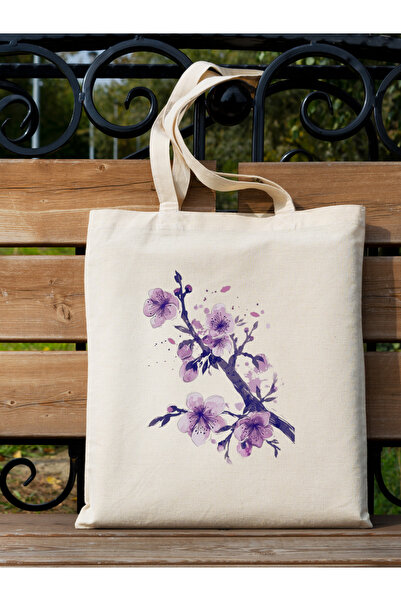 Cemira Mor Çiçek Yağlı Boya Y2K Retro Ham Bez Tote Bag Çanta, Pinterest Çanta