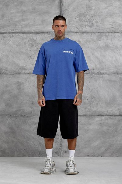 NOMARC Tricou oversize lavabil cu detaliu albastru