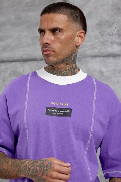 NOMARC Μωβ Dont Cry Printed Oversize Tshirt