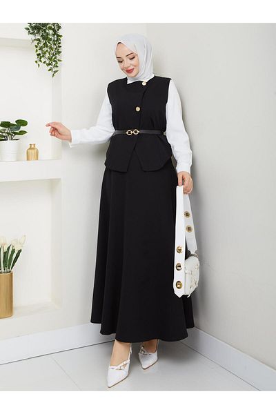 Moda Tendora Belted Vest Skirt Set