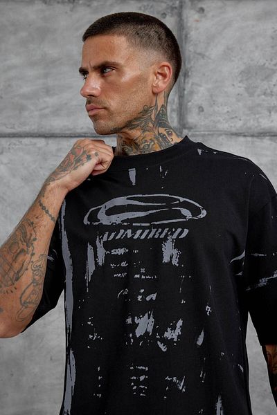 NOMARC Μαύρο μπλουζάκι με στάμπα Admired Oversize