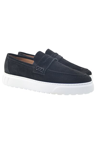 MEEGORA Men's Black Genuine Suede Loafer Shoes