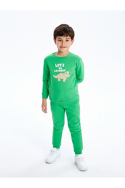LC Waikiki Lcw Crew Neck Long Sleeve Basic Baby Boy Sweatshirt and Sweatpants Bottom 2-Piece