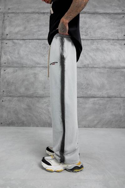 NOMARC Ανδρικό γκρι ελαστικό παντελόνι που πλένεται, φαρδύ παντελόνι