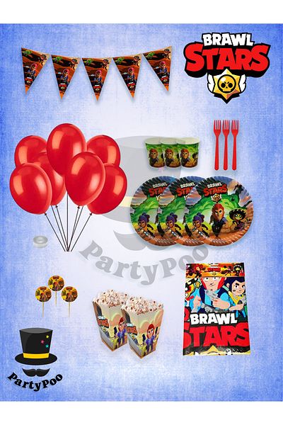 PartyPoo Σετ γενεθλίων Brawl Stars Midi για 16 άτομα |   Προμήθειες και διακοσμήσεις για πάρτι