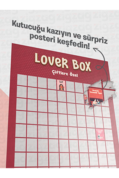 Zigzag Lover Box Çiftlere Özel | Partnerinle Yapılacak 100 Yetişkinlere Özel Aktivite | Kazı Kazan Poster