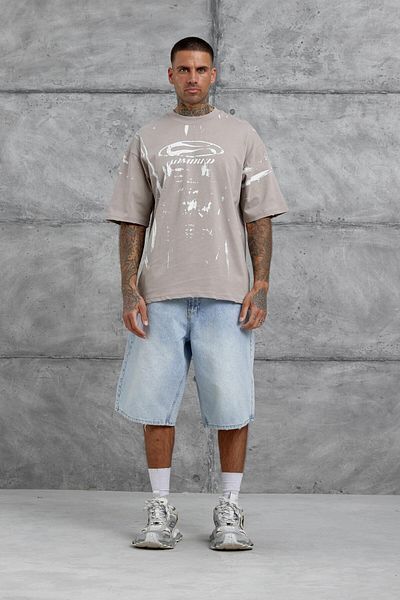 NOMARC Καφέ Admired εμπριμέ μπλουζάκι Oversize