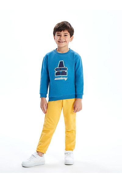 LC Waikiki Lcw Crew Neck Printed Baby Boy Sweatshirt and Sweatpants Set of 2