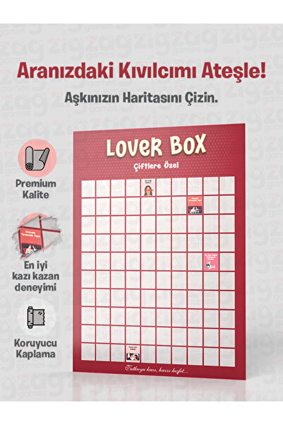 Zigzag Lover Box Çiftlere Özel | Partnerinle Yapılacak 100 Yetişkinlere Özel Aktivite | Kazı Kazan Poster