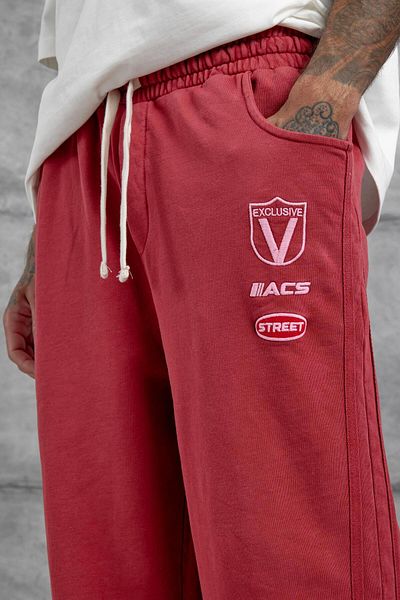 NOMARC Red Acs Street Written Washed Baggy Sweatpants