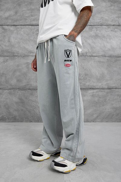 NOMARC Gray Acs Street Written Washed Baggy Sweatpants
