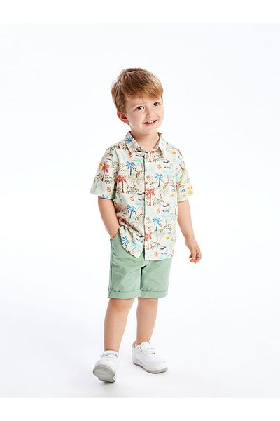 LC Waikiki LCW Short Sleeve Basic Baby Boy Shirt and Shorts 2 Pieces Set
