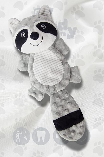 URBAN PAWS Squeaky Gray Raccoon - Resistant to Chewing