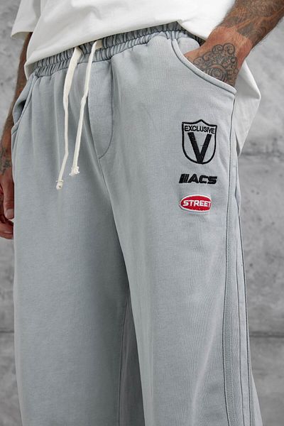 NOMARC Gray Acs Street Written Washed Baggy Sweatpants