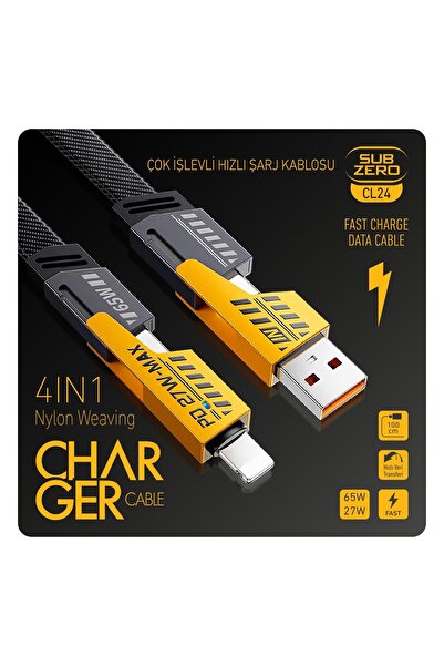 Subzero Tüm Telefonlara Uyumlu Cl24 Süper Hızlı 4 In 1 Sarj Kablosu