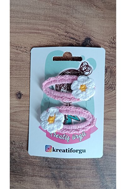 KREATİF TASARIM Σετ κλιπ μαλλιών με διακοσμητικά λουλούδια, 4 χρώματα (πορτοκ...