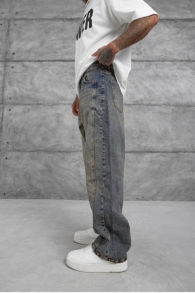 NOMARC Navy Blue Vintage και λείαντα Relax Baggy Jean