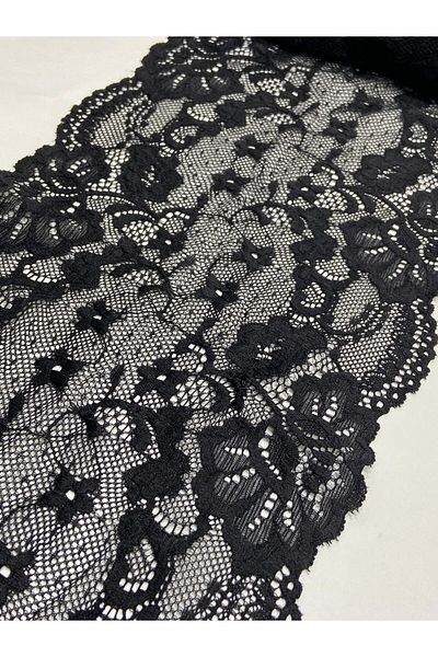 karantuhafiye Lycra Wide Lace / Stretch Lace / 1 Meter Black 1220