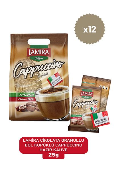 LAMİRA Lamira - 25g Cappuccino Instant Coffee with Plenty of Foam, Granulated, 20 Pieces (Bag) X 12 Packs