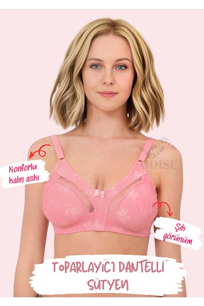ODISE Lace Detailed Cotton Gathering Wire-Free Bra (Large Size Available)