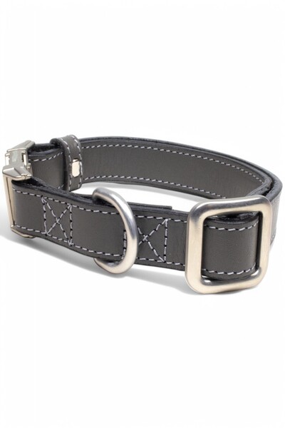 CARAMELOS Hakiki Deri Köpek Boyun Tasması, Kişiye Özel Künyeli, Orta Irk, Büyük Irk, Lux Seri- Köpek Deri