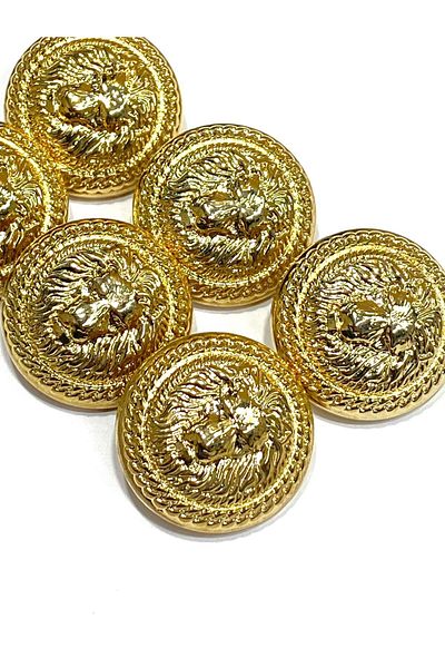 karantuhafiye Coat Button / Lion Model / Gold / Set of 6 / 2.8 cm