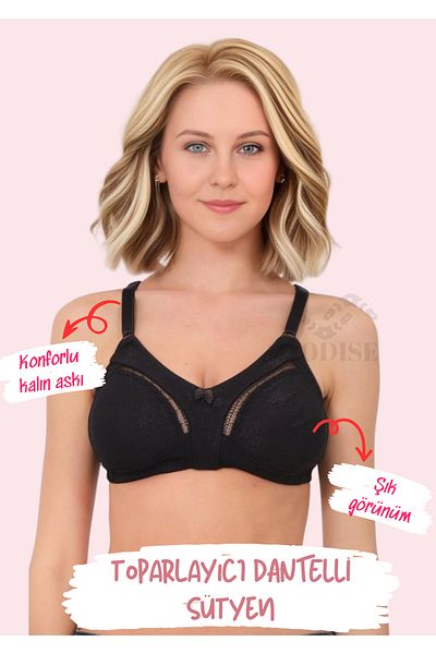 ODISE Lace Detailed Cotton Gathering Wire-Free Bra (Large Size Available)
