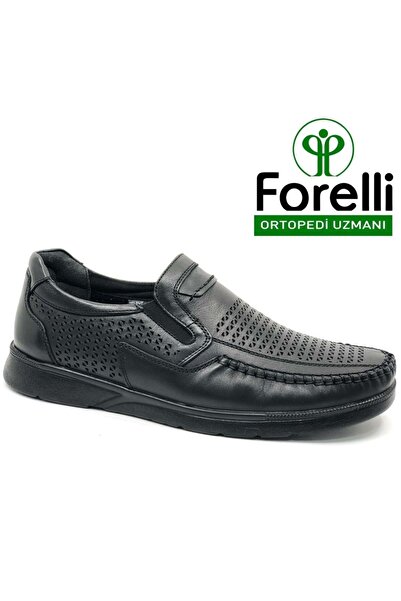 Forelli Helmut Genuine Leather Orthopedic Comfort Men's Casual Shoes Black