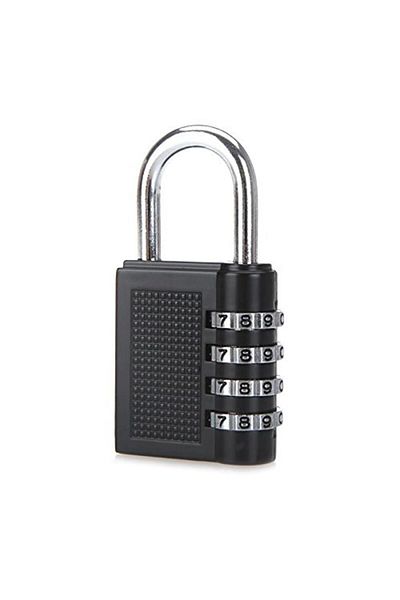 Generic 4-Digit Combination Lock - 50mm, Luggage and Travel Security Lock - Black