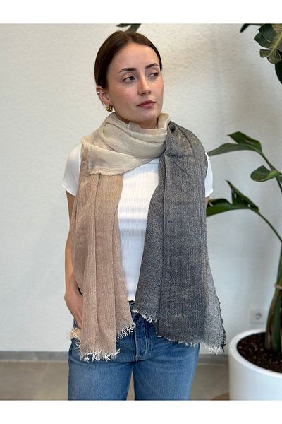 novon Lucca Soft Linen Design Color Blocked Premium Linen Shawl 190 X 90 cm